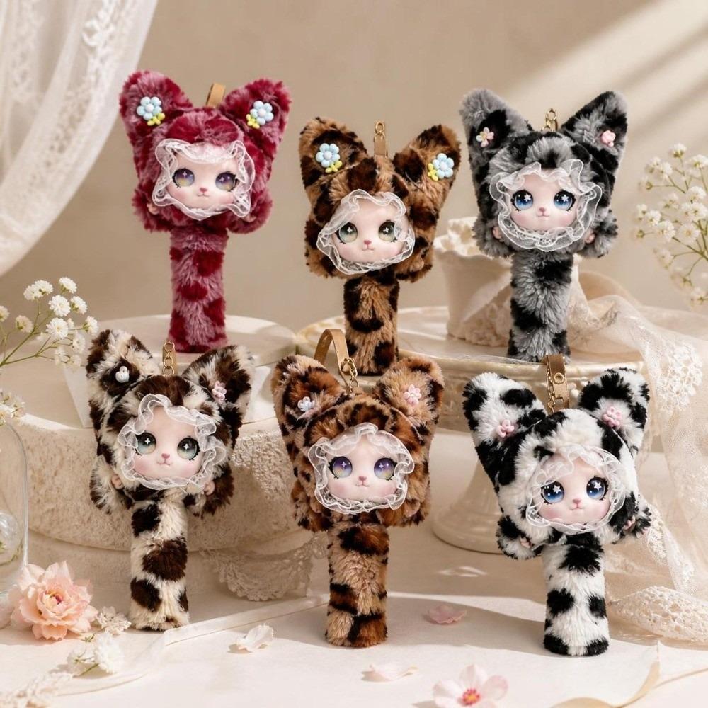 Long Tail Plush Cat Keychain Hanging Decoration Bag Charms Delicate Cat Plush Toy Bag