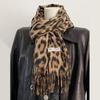 Leopard Winter Warm Scarf Imitation Cashmere Foulard Pashmina Hijabs  for Women Man