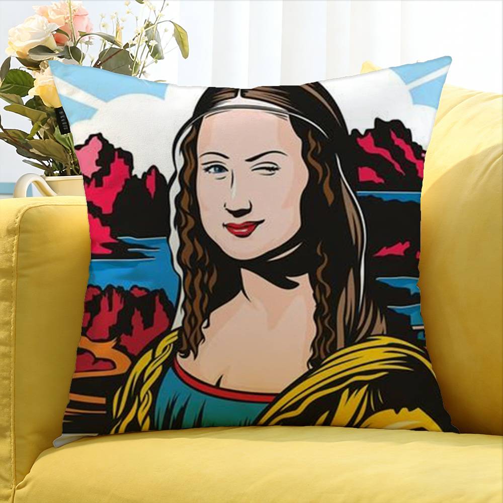Mona Lisa Funny Meme World Various Sizes Square Pillow Case For Car Home Bedchamber Decor