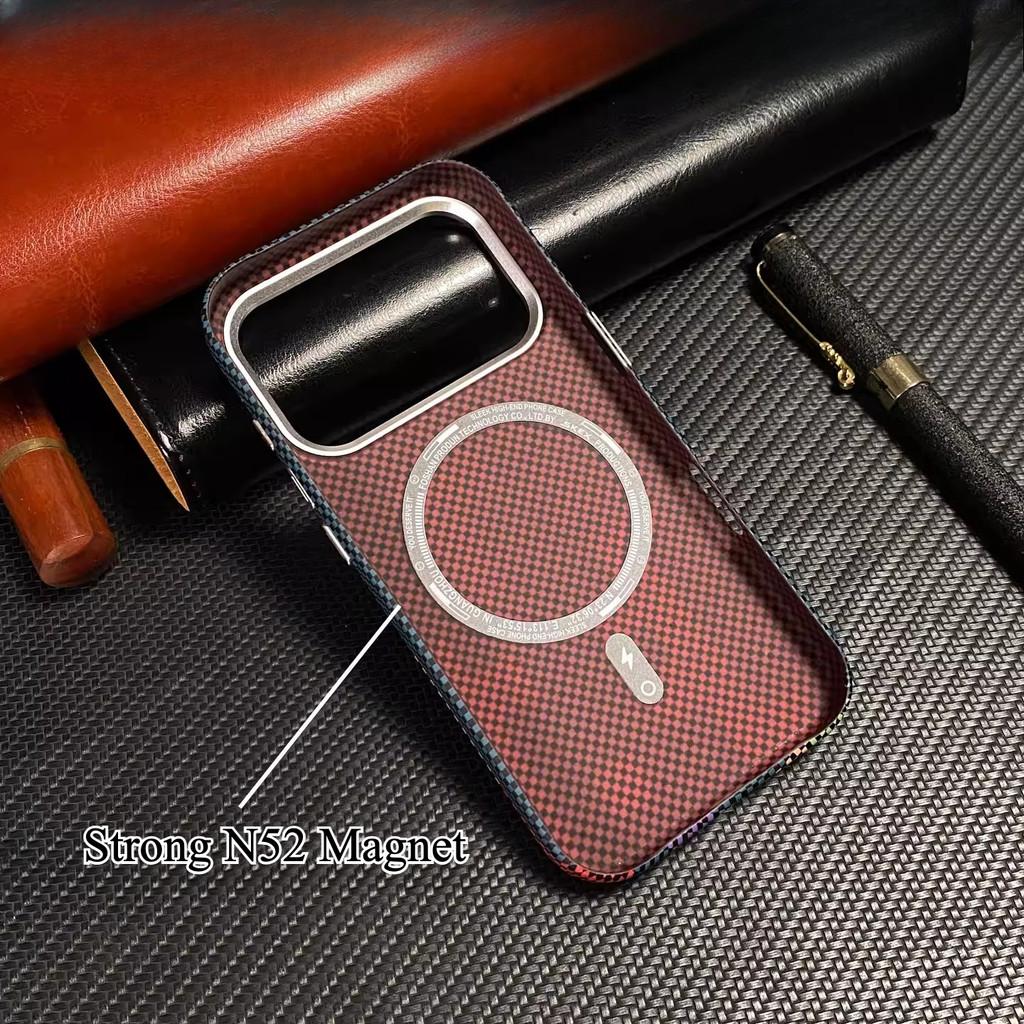 Fashion Patterns Carbon Fiber Texture N52 Magnet Phone Case for iPhone 17 Pro Max /16/15/14/13 /Shockproof /Thin Anti-fingerprint /Metal Camera Ring