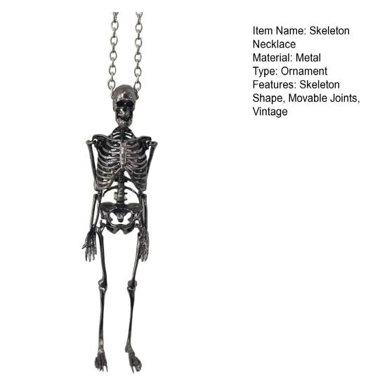 Хэллоуин Скелет Ожерелье Подвижные Суставы Готический Винтаж Металлический Скелет Висячие Украшения Цепи Кулон Мужчины Женщины Пара Ожерелье