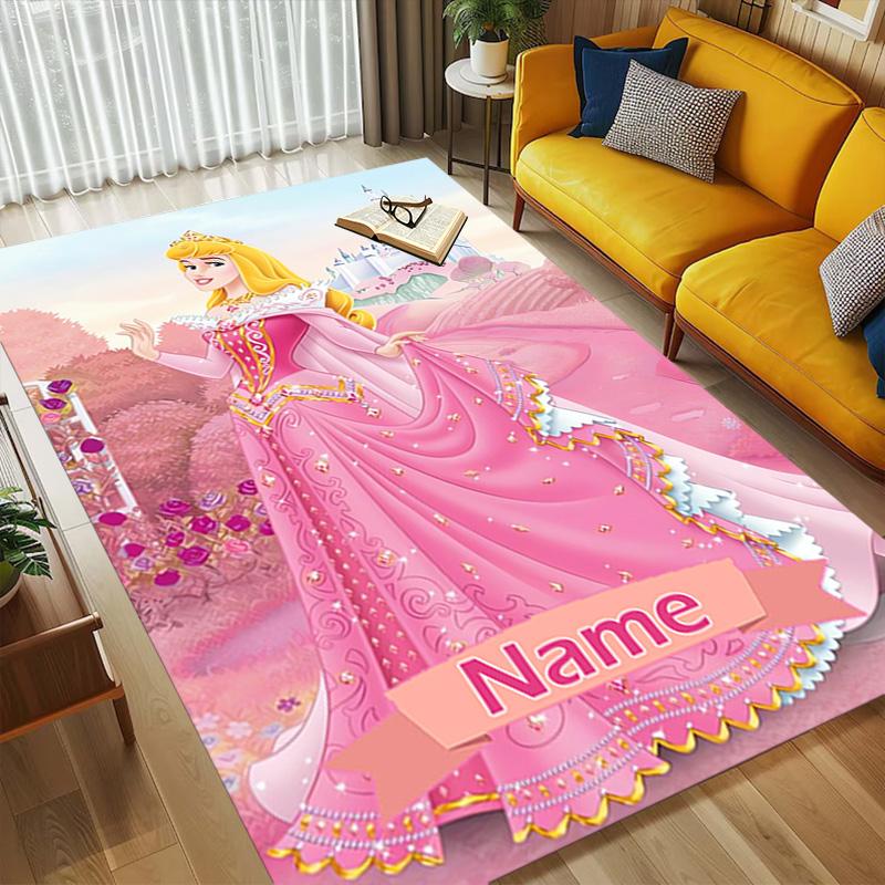 Personalized Name Princess Aurora Living Room Non-Slip Area Rug Soft Carpet for Bedroom Kids Playroom Sofa,Office Home Decor Doormat