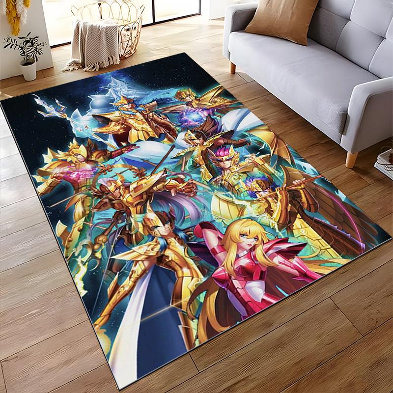 "Golden Armor Warriors Carpet with Vibrant Cosmic Fantasy Design" Suitable for use as an anti-slip for living room bedroom sofas