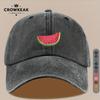 pc Vibrant Watermelon Slice Print Baseball Cap Unisex Distressed Vintage Snapback Playful Pattern Design Lightweight Breat