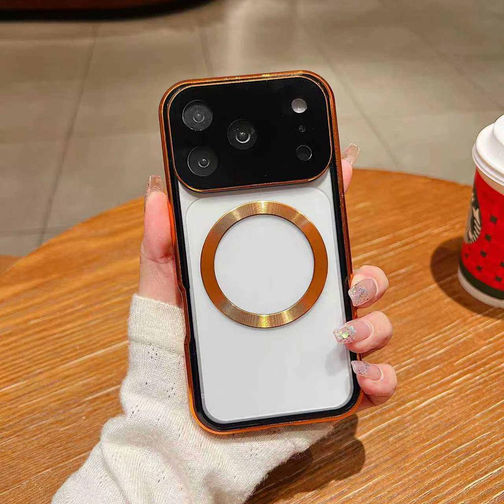 Чехол для iPhone 17 Pro Max Air, двустороннее закаленное стекло, магнитный алюминиевый сплав, бампер для телефона с беспроводной зарядкой MagSafe