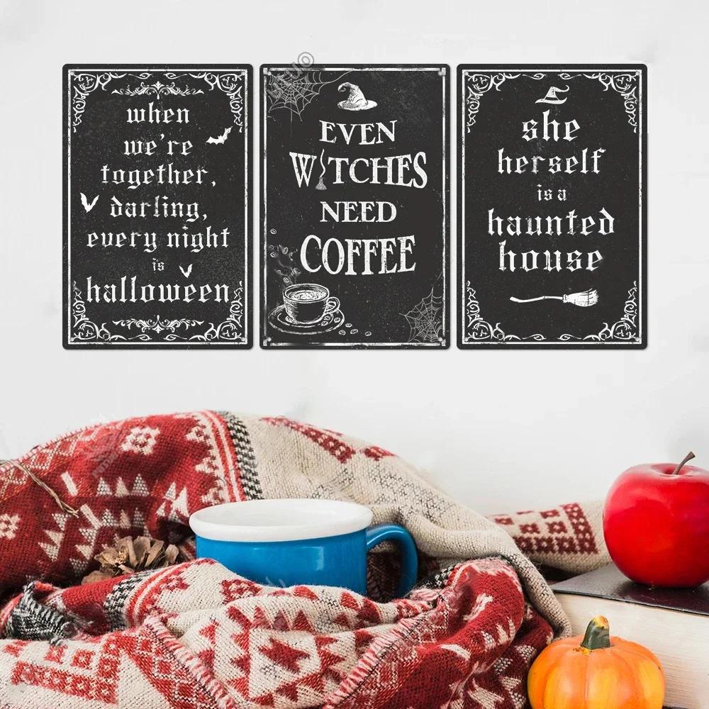 Винтажные плакаты Счастливого Хэллоуина Металлические жестяные таблички Декор Настенный декор для дома Кофейни Кафе Сада Заднего двора