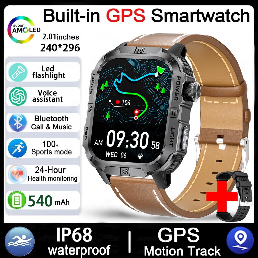 Новые мужские умные часы для активного отдыха и военных оснащены GPS, светодиодной подсветкой, компасом, беспроводной связью, водонепроницаемостью IP68
