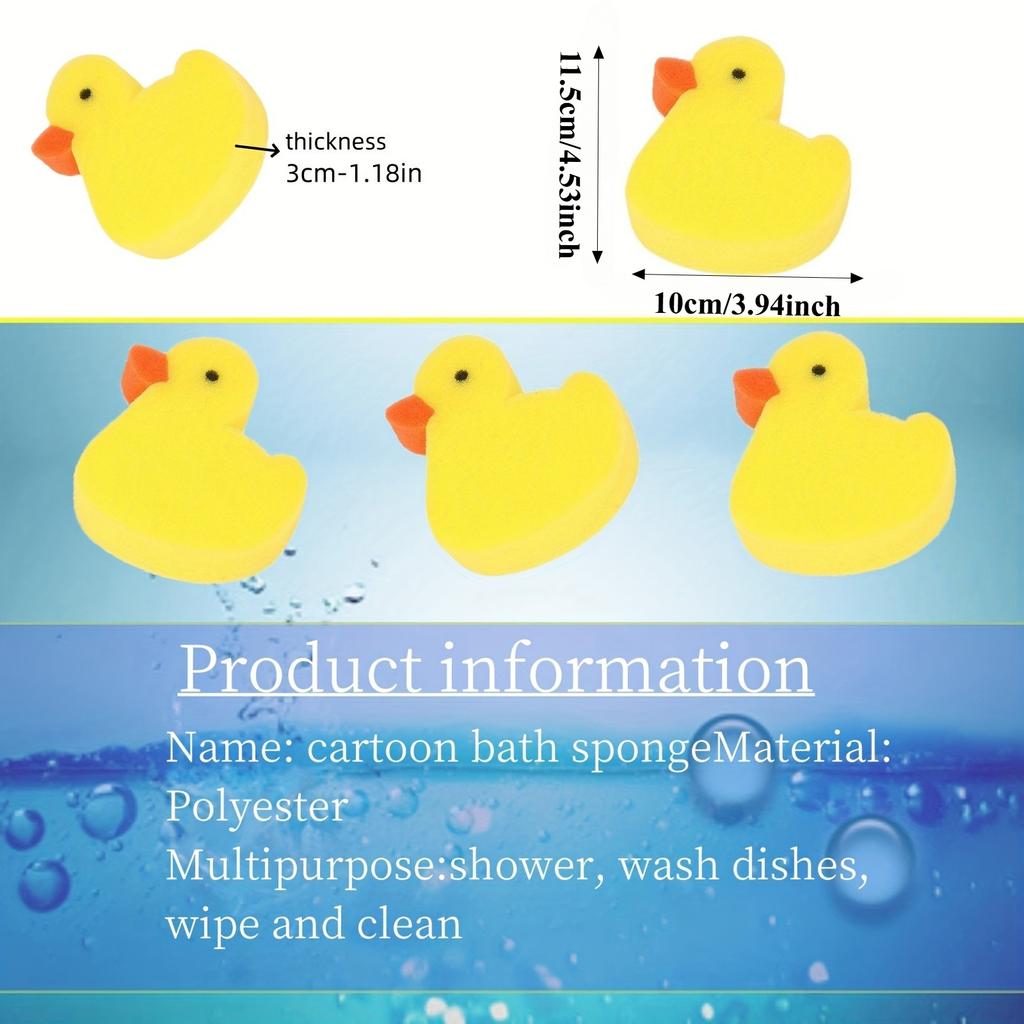 1pc Cartoon Bath Sponge, Multifunctional for Showering, Dishwashing & Cleaning – Cute Yellow Duck Design, Bath Sponge For Shower