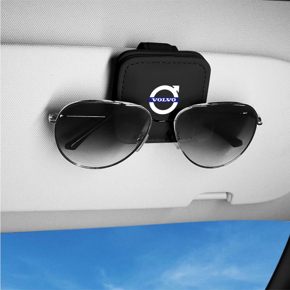 PU Car Glasses Holder Sun Visor Strong Magnet Card Ticket Clip For Volvo RDESIGN XC90 XC60 C30 T6 S60 V60 S80 S40 C70 V40 V70