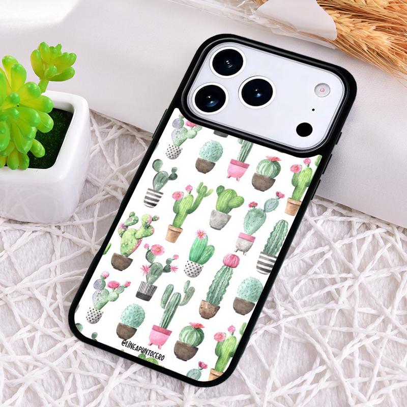 Милый Кактус в Горшке Чехол для Телефона для iPhone 17 Air 16 15 11 12 14 13 Pro Max Ударопрочный Чехол