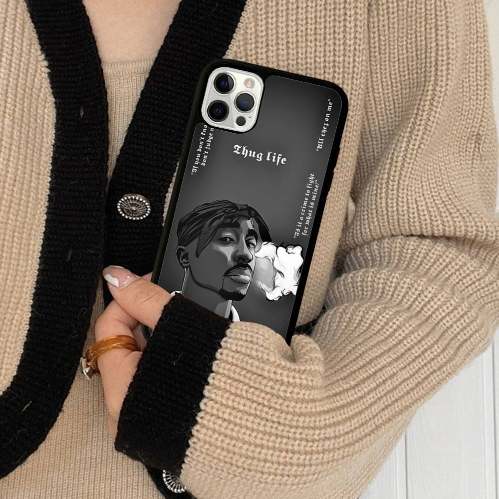 Защитный чехол для телефона с изображением хип-хоп исполнителя 2Pac, PC+TPU, для iPhone 17 16 Pro Max 15 Plus 14 13 12 11