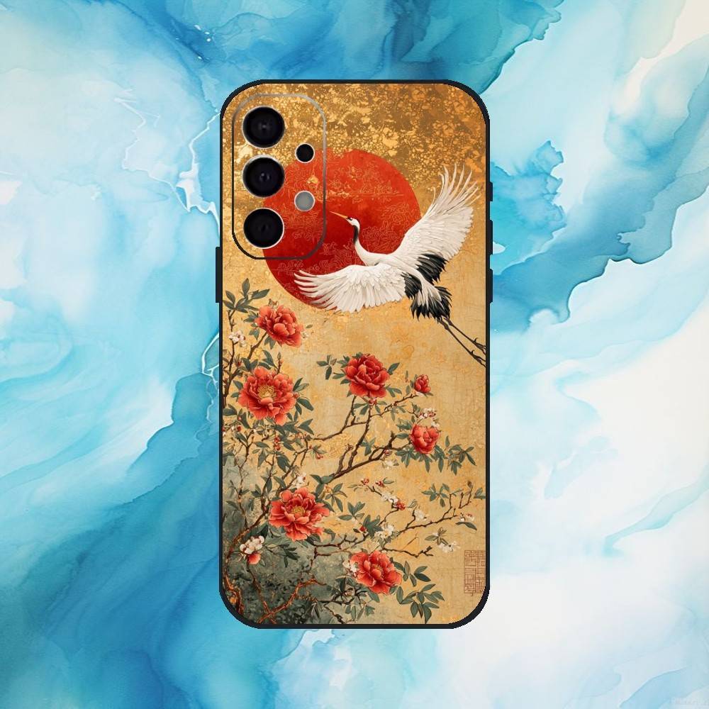 Lucky Crane Phone Case For Samsung Galaxy A73,A72,A71,A70,A53,A52,A51,Soft Silicone Black Cover