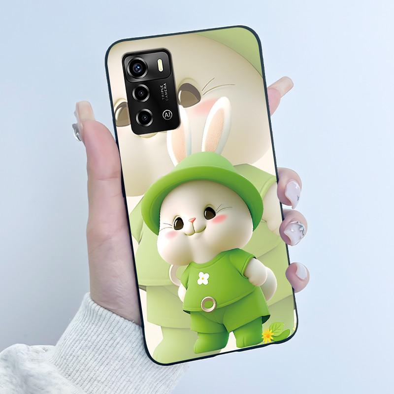 Чехол для смартфона ZTE Blade V40 Vita / V41, роскошный, милый, с кроликом, забавный, черный, корпус, мягкий силиконовый защитный чехол