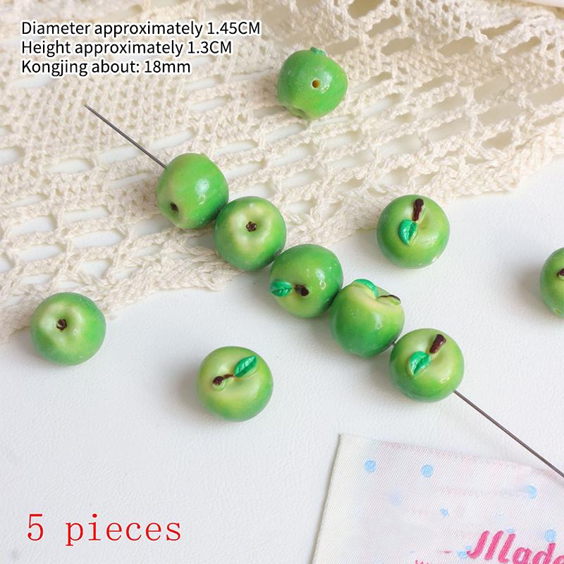 New 5/10Pcs Art Supplies Cute Simulation 3D Fruit Resin Loose Beads Handmade DIY Mobile Phone Chain Bracelet Necklace Accessor