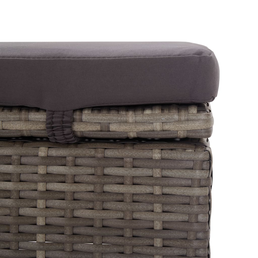 Sun Lounger with Sunshade and Cushions Poly Rattan Grey