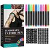 Temporary Tattoo Pen With Tattoo Stencils Body Marker Skin Friendly 10 Colors For Body Art Painting Drawing Pen
