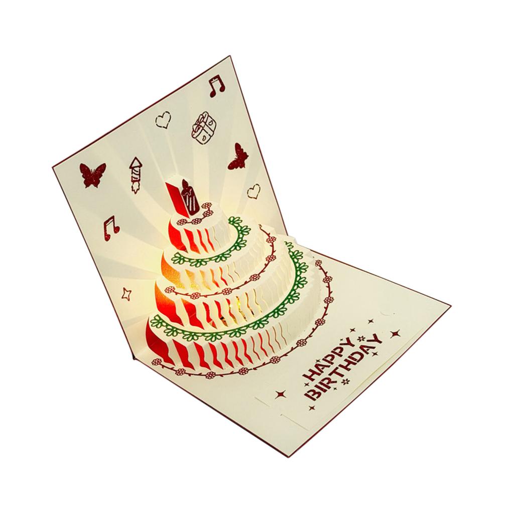 Музыкальная 3D-открытка на день рождения с музыкой и огнями. Художественная открытка на день рождения. Праздничная открытка, подходящая для вечеринок.
