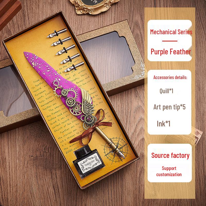 Ретро Европейский набор перьевых ручек с перьями, в механическом панк-стиле и с печатью из сургуча - Идеальный подарок на день рождения