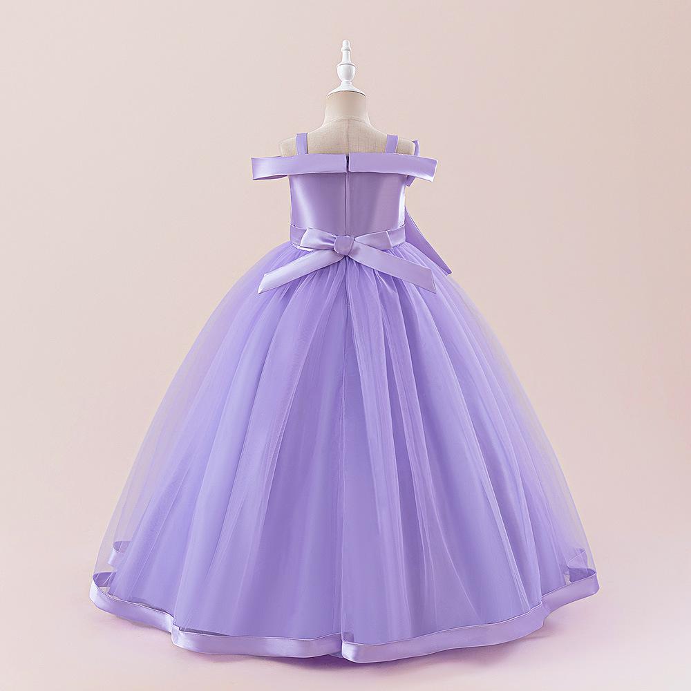 Платье принцессы для девочек-цветочниц на свадьбу, летнее детское торжественное длинное платье с бантом для школьного вечера, вечеринки, детского новогоднего платья ALP-0028