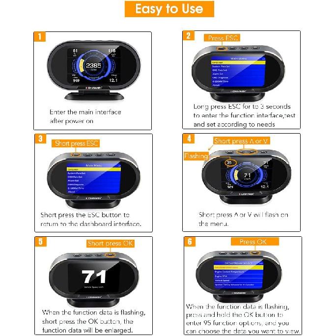 KONNWEI KW206 Автомобильный OBD2 HUD Цифровой Приборный Панель Все в Одном Бортовой Компьютер Автомобиля Умный OBD Спидометр Тестер Температуры Воды Давления Топлива Для