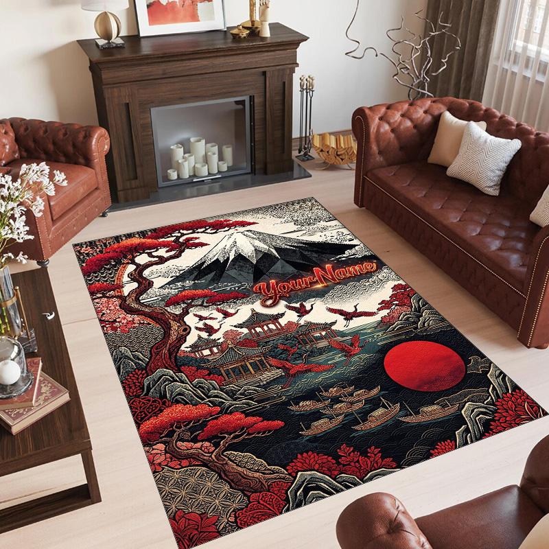 Cosmic Theme Crystal Velvet Floor Rug Personalized Custom Name Text Warm Carpet Home Decoration