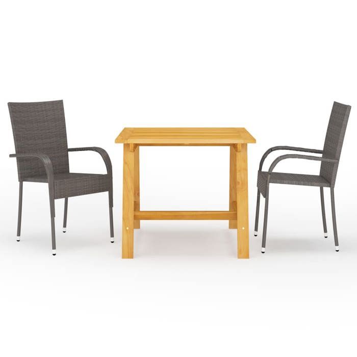 Maison Exclusive - Ensemble à manger de jardin 3 pcs Marron