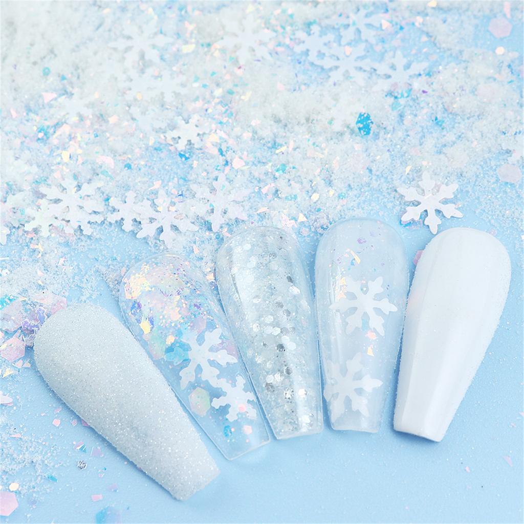 6 коробок снежинок пайеток для ногтей Рождественские снежинки для ногтей Блестящие пайетки 3D нейл-арт снежинки конфетти для вечеринки