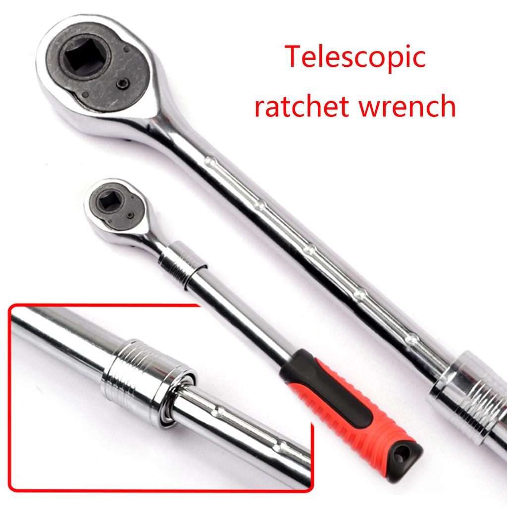 Трещоточный ключ из углеродистой стали со сменными головками 1/2", 1/4" и 3/8", адаптерами, выдвижной ключ, регулируемый ключ