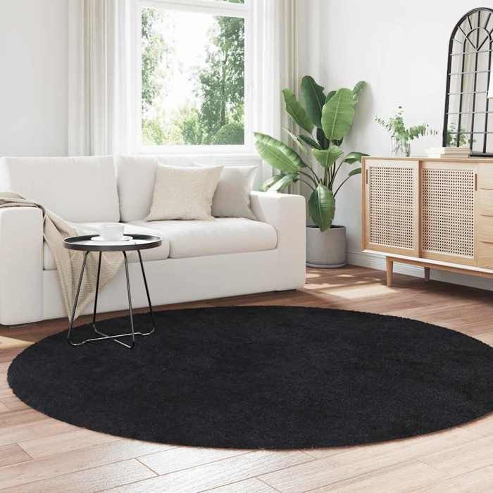 VidaXL Tapis shaggy à poils longs noir 200x200 cm polyester, tapis, tapis de chambre, tapis moderne, tapis de salon, tapis 4102918