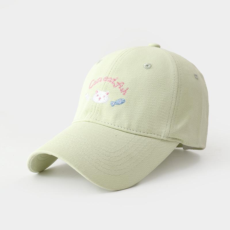 Sweet cute kitten embroidered hat women's fashion dopamine baseball cap face small shade cap