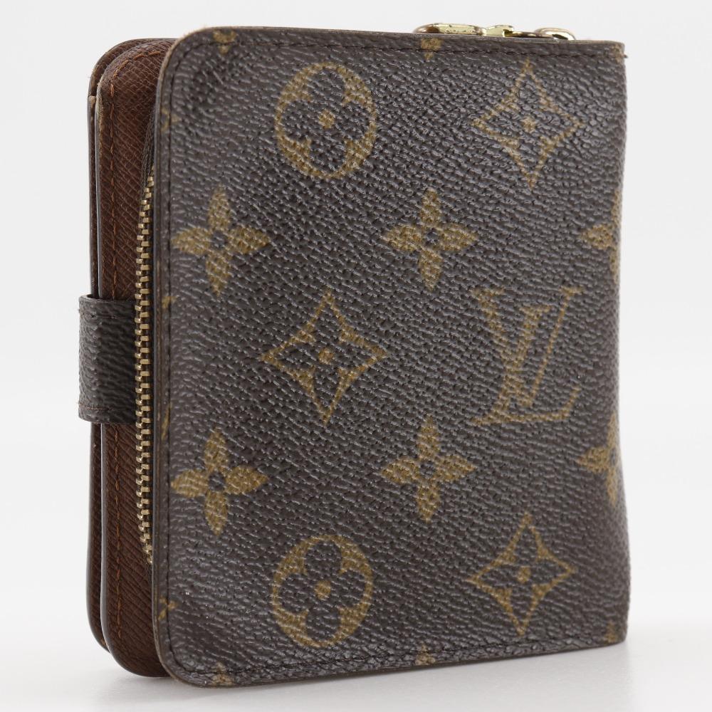 Louis Vuitton Compact Zip Bi-Fold Wallet M61667 Brown Monogram Canvas Unisex Used