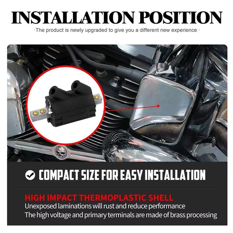 Q2-Dual Fire 3 Ohm 12V Output Ignition Coil For Big Twin 1970-98 Touring Models FLH Dyna Softail FXDL Sportster Motorcycl