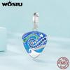 Music Gifts 925 Sterling Silver Guitar Plectrum Blue Enamel Delicate Charm Pendant for Women Teen Girls