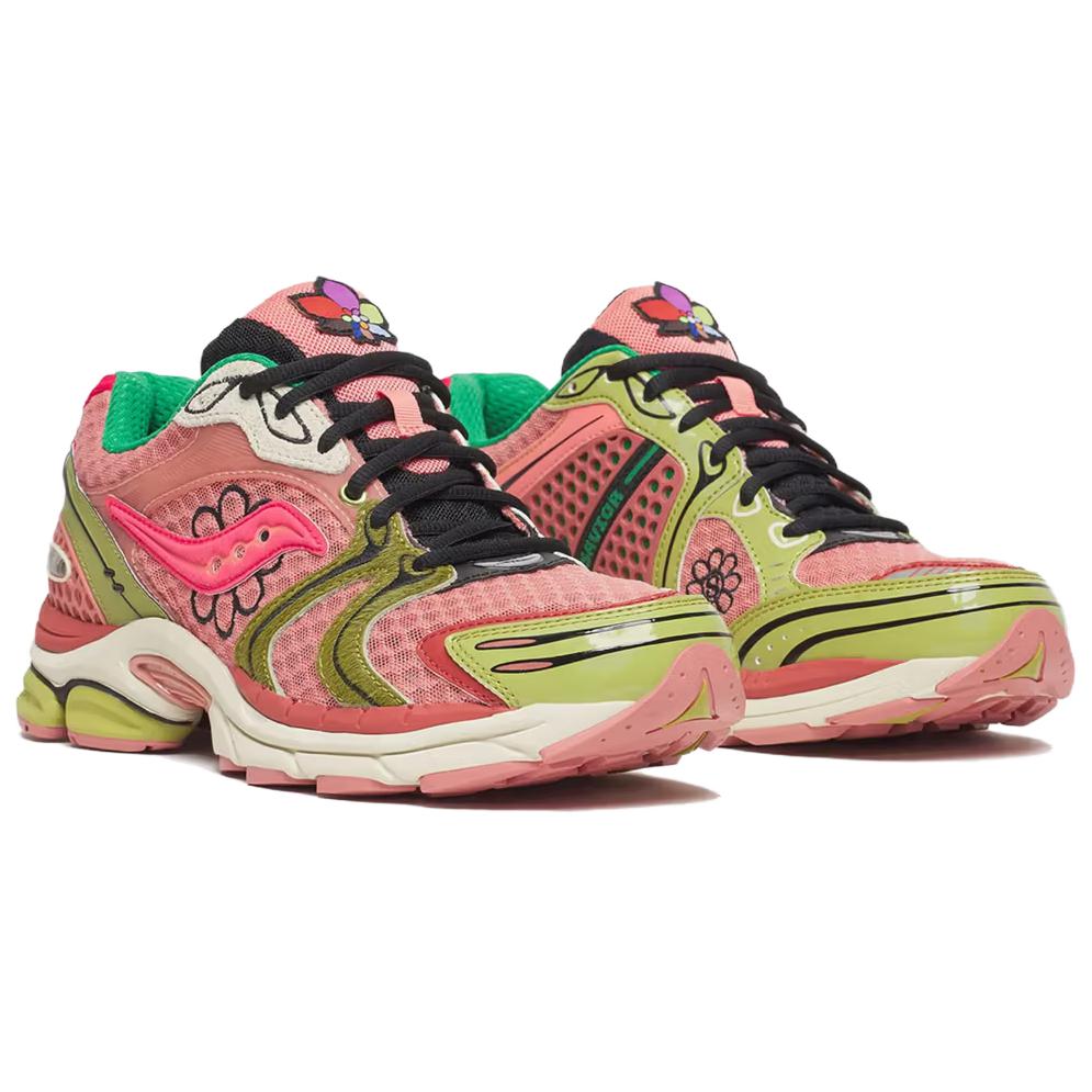 Jae Tips x Saucony ProGrid Triumph 4 Flowers Pack - Персиковые Унисекс Кроссовки Розовый Лист S70966-2