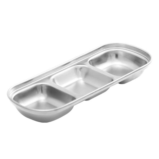 Поднос из нержавеющей стали с 3 отделениями, легко моется, штабелируется, соусница, органайзер, подставка для посуды