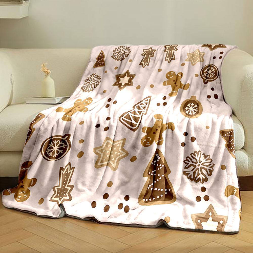 Christmas Gingerbread Pattern Blanket print blanket soft and cozy perfect for the living room bed sofa or a nap,gift
