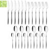 24Pcs Silver 304 Stainless Steel Cutlery Set Knife Fork Tea Spoon Dinnerware Tableware Set High Quality Silverware Party Kitchen Flatware