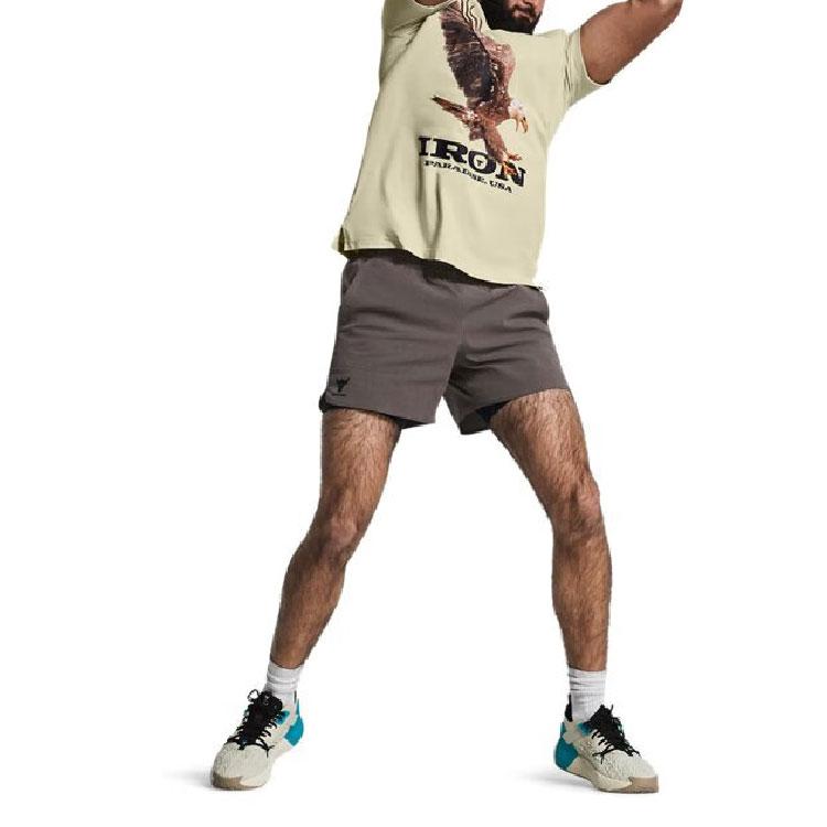 Under Armour Project Rock однотонные повседневные спортивные шорты средней талии мужские шорты Fresh-Terracotta Medium-Gray 1383214-176
