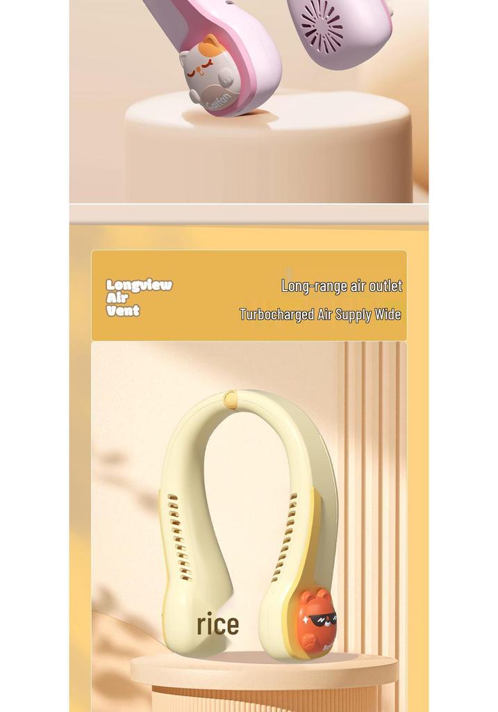 2026 Trendy Bladeless Neck Fan - Cute, Rechargeable, Up & Down Wind for Girls
