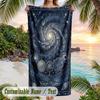 Cosmic Stars Moons Theme Quick Dry Beach Towel Custom Name Text Print Large Sand Resistant Towel Beach Vacation