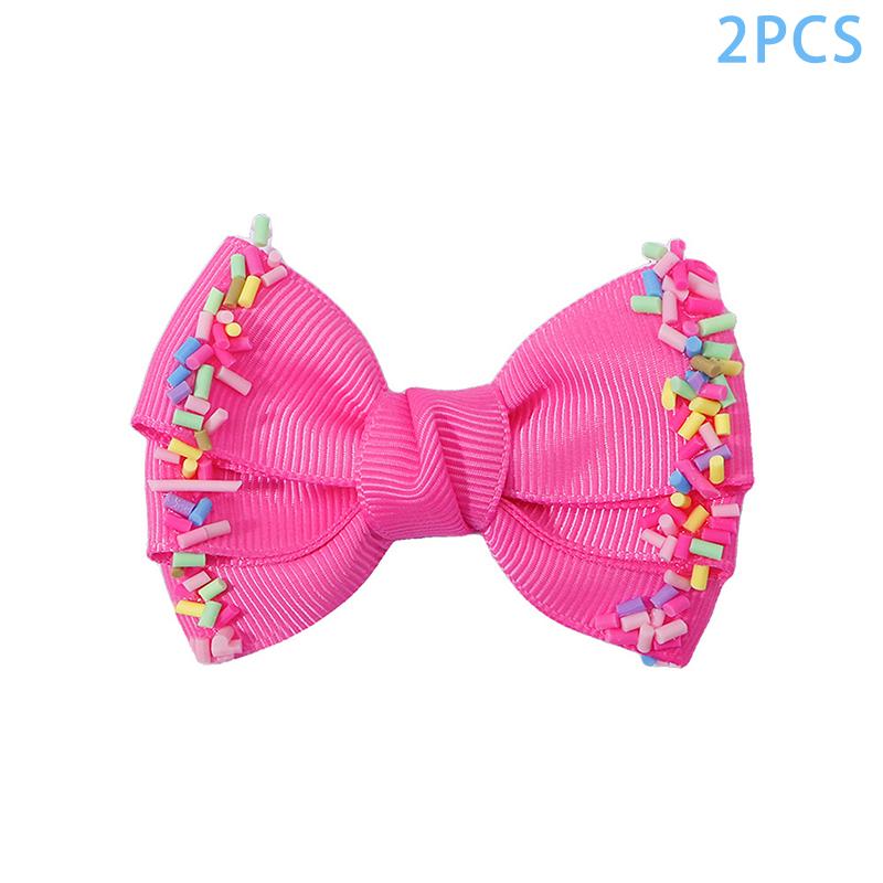 2/6Pcs Baby Solid Hair Bows Hair Clips Ribbon Bow Hairpin For Girl Cheer Bowknot Barrettes Children Headwear Hair Accessories