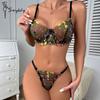 Сексуальный маленький цветочный однослойный бюстгальтер на косточках, регулируемые стринги, сексуальный комплект нижнего белья