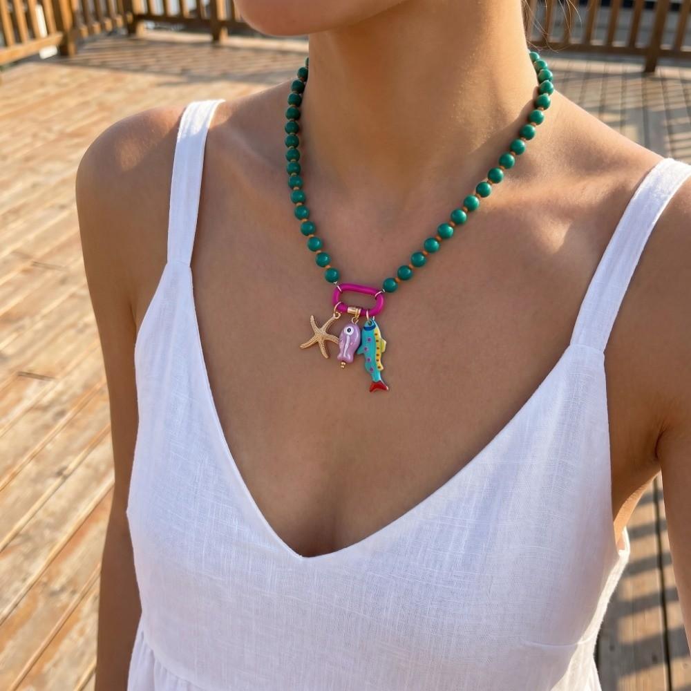 Adjustable Starfish Charms Necklace Ornaments Beach Beaded Necklace Girls Couple Gift