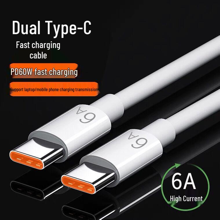 Быстрозарядный кабель 60 Вт, двойной Type-C, совместимый с PD для Apple 15/16, Huawei, Xiaomi, быстрая зарядка для компьютеров