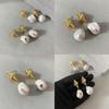 French Baroque Pearl & Seashell Pendant Earrings with Inlaid Diamonds