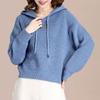 Women's Loose Lazy Style Sweater Autumn Winter New Batwing Sleeve Top Thickened Short Hooded Knit Base Layer