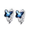 Fashion 925 Sterling Silver Blue Crystal Zircon Cute Butterfly Earring for Women Girl Women Wedding Earring Jewelry Gift