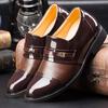 Men England Breathable Oxfords Patent Leather Shoes Slip On Dress Shoes