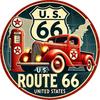 Hisun Tin Sign Vintage Route  Sign Circular Metal Tin Plaque for Man Cave Garage or Gifts