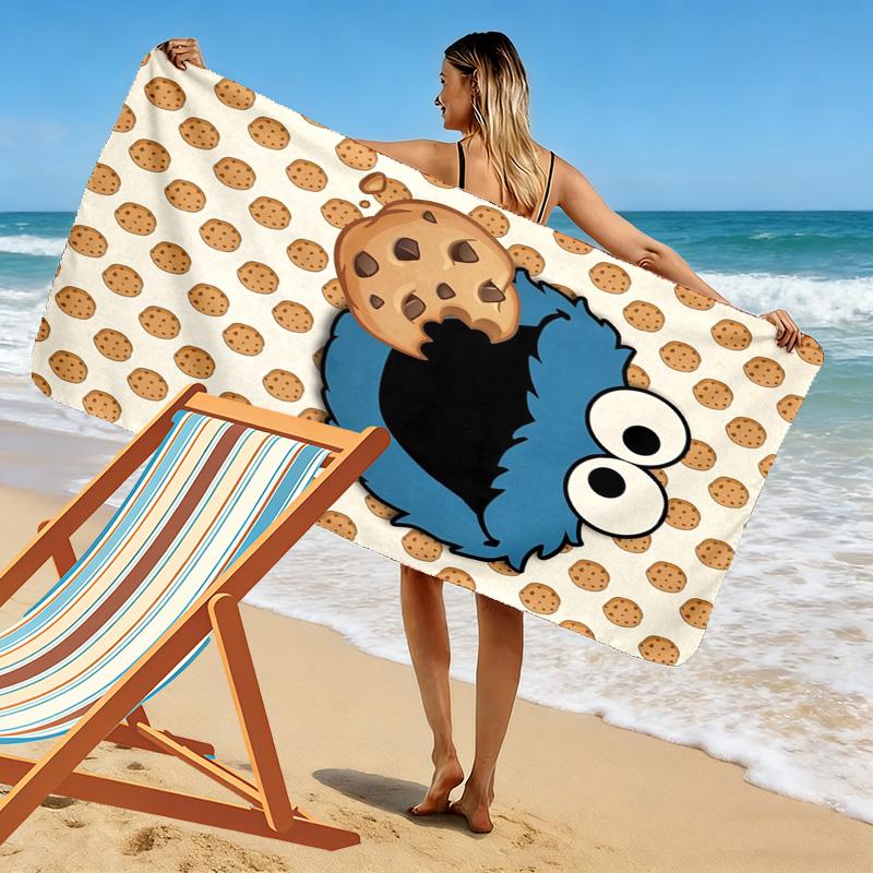 Cookie Monster Print Beach Towel, Large Soft Quick Dry Towel for Beach Camping Swimming